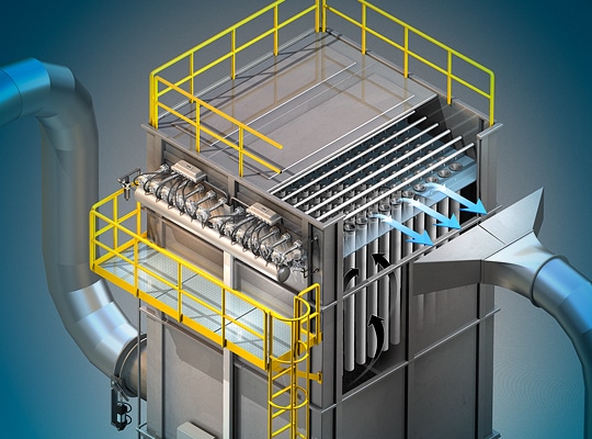 Sơ đồ hệ thống hút bụi túi vải